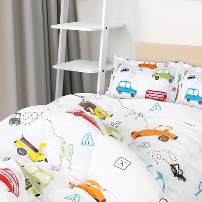 Utopia Bedding All Season Car Comforter Set with 2 Pillow Cases, 3 Piece Soft Brushed Microfiber Kids Bedding Set for Boys/Girls, Machine Washable (Twin, Pack of 6)
