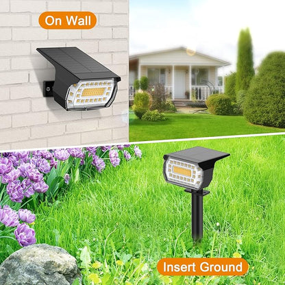 LANSOW Solar Spot Lights Outdoor, [4 Pack/76 LED] 2-in-1 Solar Landscape Spotlights, 3 Modes IP65 Waterproof Dusk to Dawn Solar Powered Flood Wall Lights for Outside Yard Garden Pathway(Warm White)