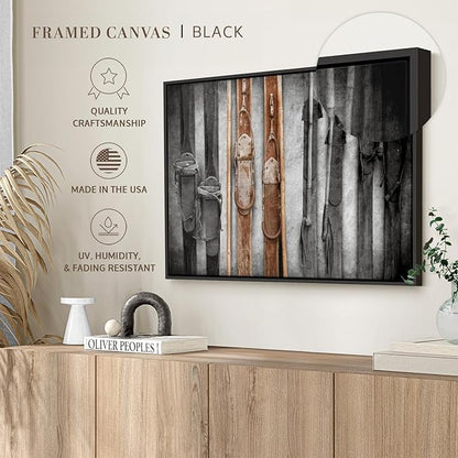 ElephantStock Ski Collection Wall Art - Horizontal Framed Canvas - 1-Piece Bathroom Wall Decor - Photography sports Canvas Print - Brown and Black Decor for Wall - 43" X 29"