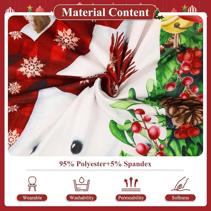 U'Artlines Christmas Chair Covers Set of 6, Removable Washable Merry Christmas Dining Chair Seat Covers Stretch Protector Slipcovers for Dining Room Kitchen Holiday Party Decor, Snowman