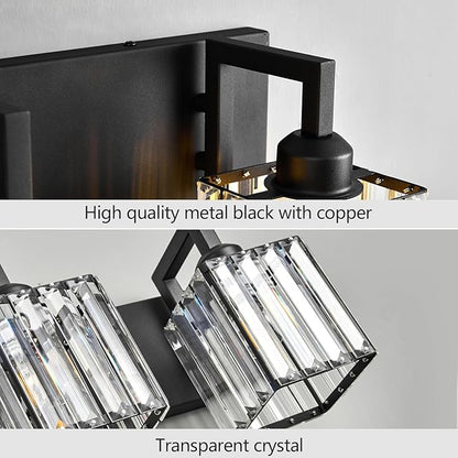 Modern Crystal Bathroom Vanity Light 6-Lights Black Modern Crystal Wall Lamp Bathroom Modern Crystal Vanity Lighting