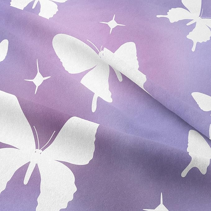 Tailor Shop Butterfly Comforter Sets Twin Size,Purple Butterfly Bedding Sets for Girls Kids Teens with 1 Pillowcase…