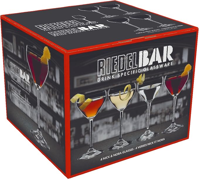 Riedel Drink Specific Glassware, Nick & Nora Cocktail Glass, 4oz, Old-Fashioned Stemmed Cocktail Glasses, Martini, Manhattan, Set of 4