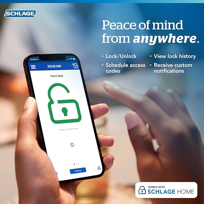 Schlage Encode Smart WiFi Deadbolt Lock for Front Door - Keyless Entry with App or Touchscreen - Works with Alexa, Apple HomeKit, Hey Google, & Airbnb - Create Codes for Guests - Bright Chrome Silver