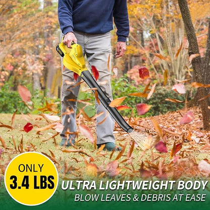 Cordless Leaf Blower Battery Powered: 20V Electric Leaf Blower with Charger and 4.0Ah Battery - Lightweight Small Blower Battery Operated for Driveway | Patio | Garage