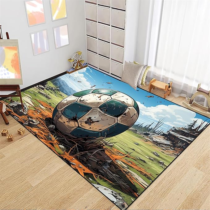 Football Rug for Boys Bedroom - Kids Rug Football Rug Basketball Rugs for Teen Boys Bedroom Football Carpet for Boys Bedroom Football Rugs for Boys Girls Sports Room,3'×5'