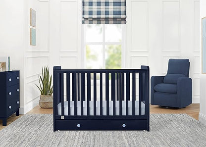 GAP babyGap Graham 4-in-1 Convertible Crib with Storage Drawer - Greenguard Gold Certified, Navy/Light Blue