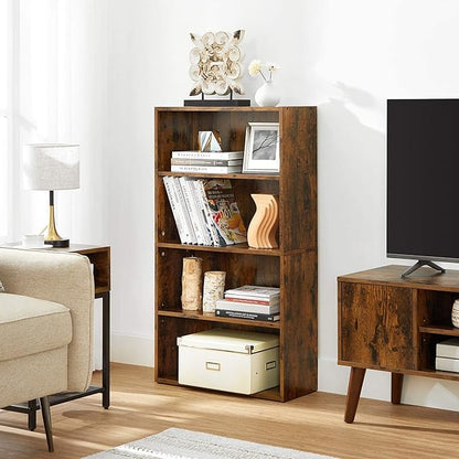 VASAGLE Bookshelf, 23.6 Inches Wide, 4-Tier Open Bookcase with Adjustable Storage Shelves, Floor Standing Unit, Rustic Brown ULBC164X01