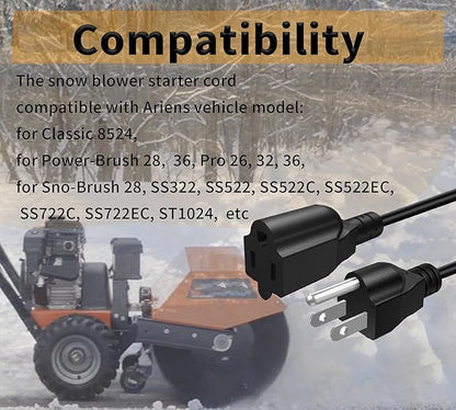 Snow Blower Electric Starter Cord 02483100 for Ariens Snowblower SS322 SS522 SS522C, MTD 629-0071, MTD 929-0071, MTD 929-0071B, Tecumseh: 32450B,Replace Ariens Electric Start Cord Part