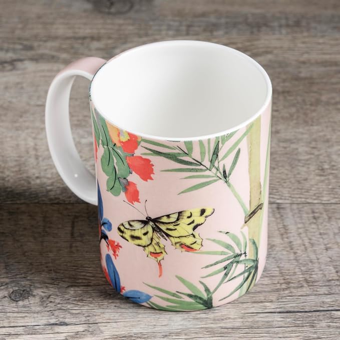 Maison d' Hermine Coffee Mug with Handles Tea Cups (12 Ounce, Pack of 1) | Fine Bone China Coffee Mugs for Hot Beverages Cappuccino Latte Home Restaurant Hotel Spring Summer -Canne - Fargesia