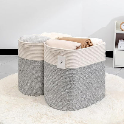 Hamper Toy Storage Collapsible Laundry Bin, Medium Fabric Organizer, 2pack - Silver Gray