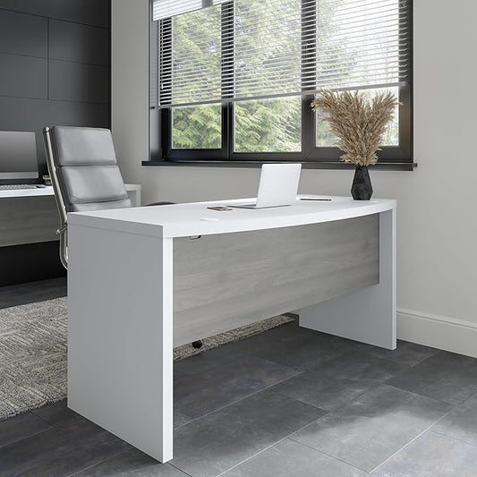 Bush Business Furniture Echo Bow Front Desk, 60W, Pure White and Modern Gray