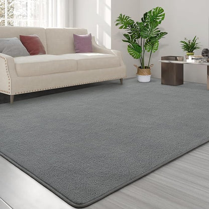 Area Rugs for Bedroom Living Room, 5x8 Grey Super Soft Comfy Thickened Memory-Foam Indoor Carpets, Modern Aesthetic Minimalist Carpet for Boys Girls Adults Apartment Nursery Home Décor