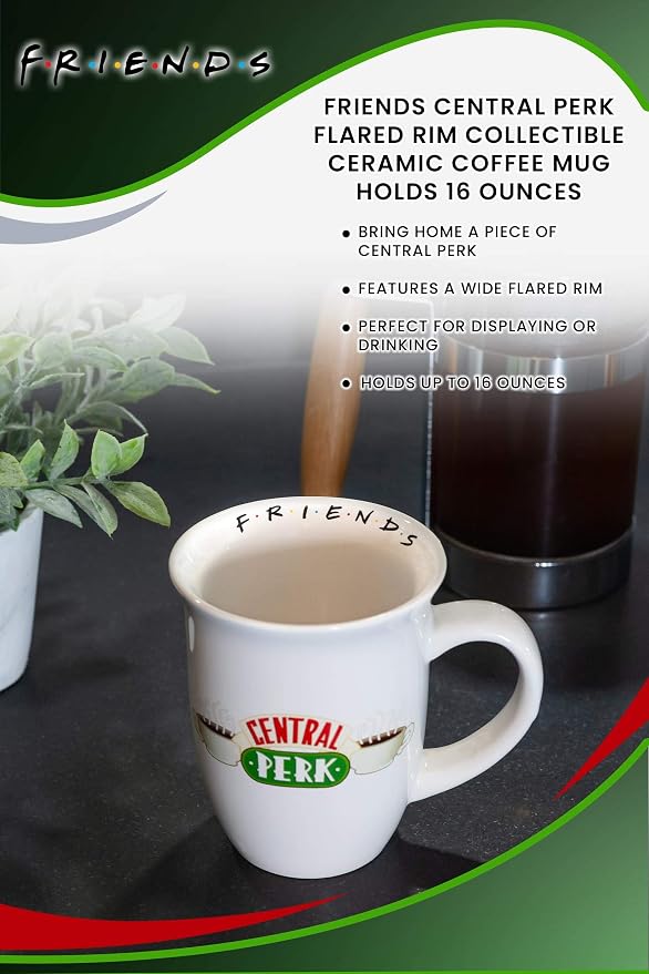 Silver Buffalo Friends Central Perk Logo Wide Rim Ceramic Mug, 16 Ounces