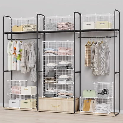 HOMIDEC Closet Organizers and Storage, 12 Storage Cubes, Wire Cube Storage DIY Room Storage Shelf for Garment Racks, Closet, Wardrobe