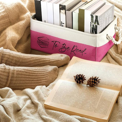 Marsui Book Lover Gifts Tbr Book Storage Basket to Be Read List Storage Bin Bookish Accessories Bookworm Gift for Club Members Student Teacher Reading Accessories