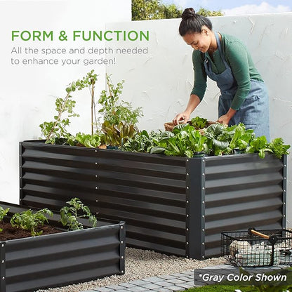Best Choice Products 6x3x2ft Outdoor Metal Raised Garden Bed, Deep Root Box Planter for Vegetables, Flowers, Herbs, 269 Gallon Capacity, 100% Non Toxic Materials - Dark Green