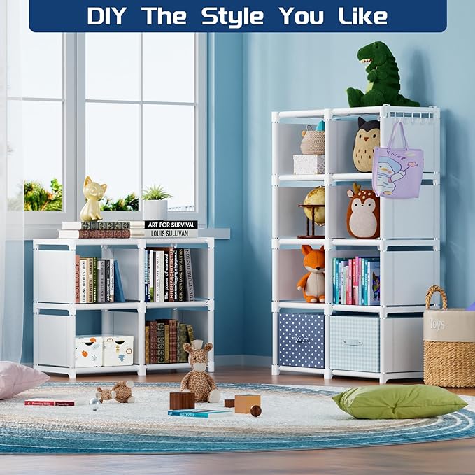 Mavivegue Bookshelf,15 Cube Storage Organizer,Book Shelf Organizer,Tall Bookcase Shelf,Book Cases/Shelves,Cubbies Closet Storage Organizer Shelves for Bedroom,Living Room,Home,Office-White