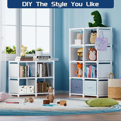 Mavivegue Bookshelf,15 Cube Storage Organizer,Book Shelf Organizer,Tall Bookcase Shelf,Book Cases/Shelves,Cubbies Closet Storage Organizer Shelves for Bedroom,Living Room,Home,Office-White