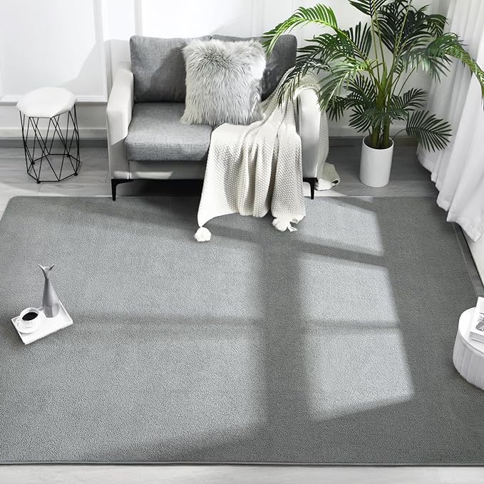 Area Rugs for Bedroom Living Room, 5x8 Grey Super Soft Comfy Thickened Memory-Foam Indoor Carpets, Modern Aesthetic Minimalist Carpet for Boys Girls Adults Apartment Nursery Home Décor