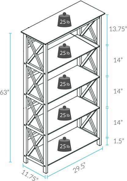 Casual Home Montego 5-Shelf Bookcase, Black (New)
