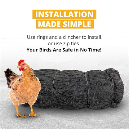 Stromberg’s 2” Mesh Heavy Duty Knotted Aviary Netting, UV Resistant Polyethylene Fiber for Game Birds, Pheasants & Poultry, 85 Lbs Break Strength Durable Against Weather and Predators