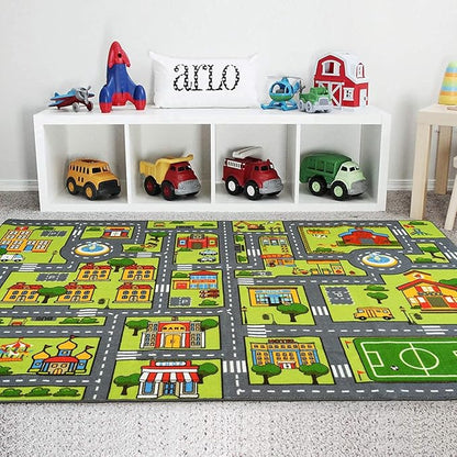 Zareas 4x6 FT Kids Area Rug Playmat Car Rug for Playroom, Children's Educational City Traffic Road Map Fun Carpet, Kids Baby Play Room Rug, City Pretend Play for Ages 3-12 Years Old, 48''x72''