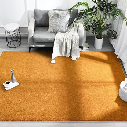 Area Rugs for Bedroom Living Room, 4x6 Orange Super Soft Comfy Thickened Memory-Foam Indoor Carpets, Modern Aesthetic Minimalist Carpet for Boys Girls Adults Apartment Nursery Home Décor