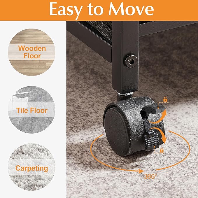 VECELO Mobile File Cabinet, Rolling Printer Stand with Open Shelf Fabric Lateral Storage Station for Home Office, Adapts Letter Size Hanging Folders, Brown, 3 Drawer
