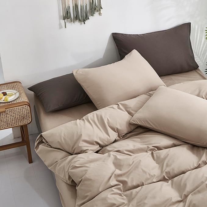 Deep Champagne Comforter Set Twin Cream Coffee Bedding Set Solid Champagne Comforter Set Twin Women Soft Champagne Bedding Set Men Breathable Comforter Set Twin Khaki Bed Set