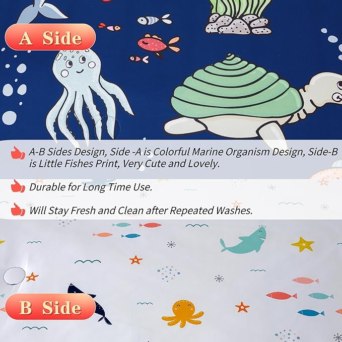 RYNGHIPY Kids Bedding Set for Twin Bed Reversible Ocean Animals Print Comforter Set for Boys Girls Easy-Wash Super Soft Microfiber Bed Set (Navy Ocean,Twin)