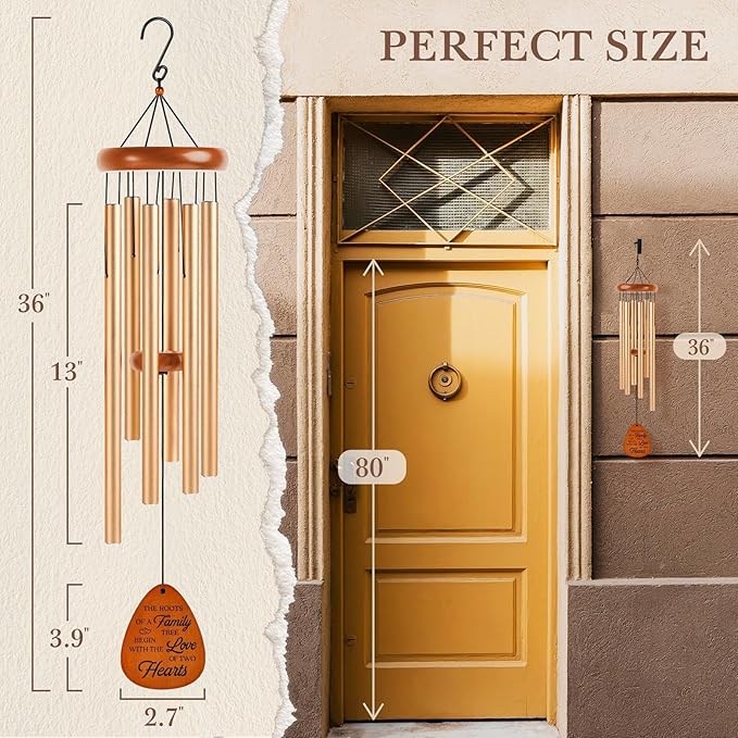 40th Wedding Anniversary Wind Chime, Happy 40th Anniversary Romantic Gifts for Couple, Parents, Wife, Husband, Friends, Ruby Anniversary's Keepsake Gifts Ideas, Large-36''