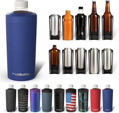 Frost Buddy XL Can Cooler - Fits 12/16/20/24 oz Cans & Bottles (Navy) | Keeps drinks chilled 12+ hrs | No sweat, no condensation | Fits slim & standard cans