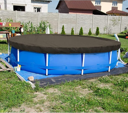 ECOOPTS 10 ft Round Pool Cover for Above Ground Pools, Swimming Pool Cover Protector Winter Safety Cover (Brown)