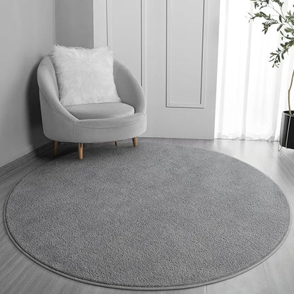 Round Area Rugs for Bedroom Living Room, 4x4 Grey Super Soft Comfy Thickened Memory-Foam Indoor Circle Carpets, Modern Aesthetic Minimalist Carpet for Boys Girls Adults Nursery Home Décor