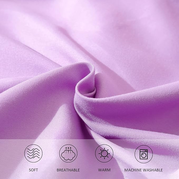 Lavender Purple Comforter for Queen Size Bed, Full Modern Bedding Set for Girls, Soft & Lightweight Chic Microfiber Bed Sets, 3 pcs-1 Comforter & 2 Pillowcases (90"x90")