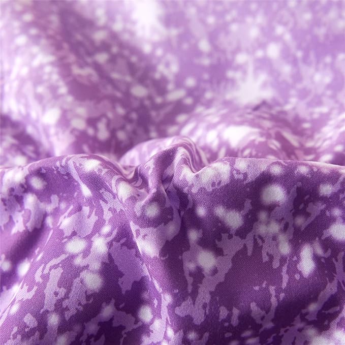 Holawakaka Kids Space Star Glitter Comforter Set Ombre Red & Purple Print Gradient Bedding Set Full Size (Red purple, Full)