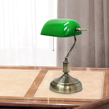 Simple Designs LT3216-GRN Executive Banker's Desk Lamp with Glass Shade, Green - (Pack of 2)
