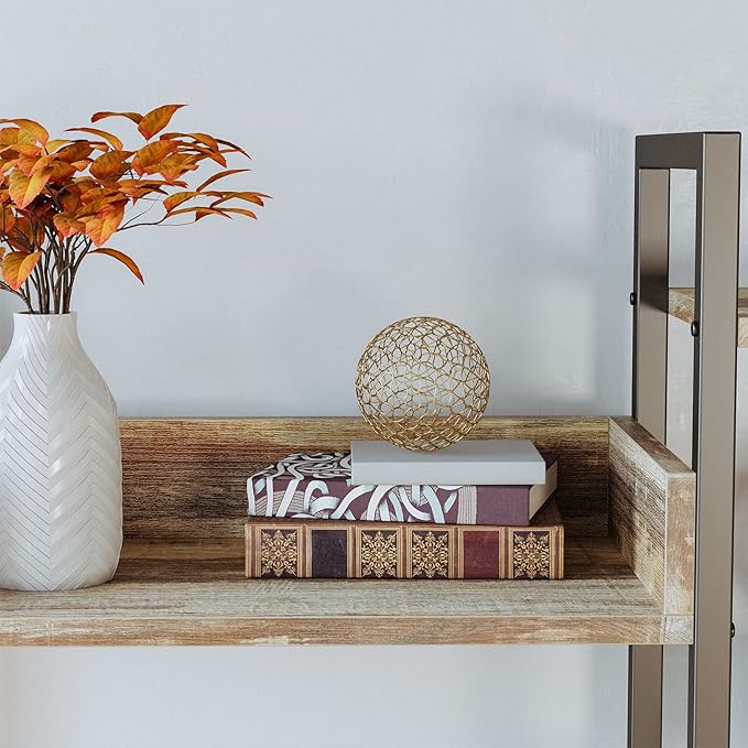 IRONCK Bookcases and Bookshelves Triple Wide 5 Tiers Industrial Bookshelf, Large Etagere Bookshelf Open Record Player Shelves with Metal Frame for Living Room Home Office