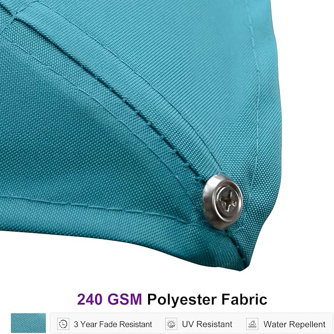 PURPLE LEAF 10' X 13' Rectangle Patio Umbrella Large Outdoor Aluminum Offset Umbrella with 360-degree Rotation Cantilever Umbrella for Garden Deck Backyard Pool, Turquiose Blue