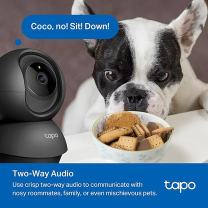 Tapo by TP-Link Pan/Tilt Security Camera for Baby Monitor, Pet Camera w/Motion Detection, 1080P, 2-Way Audio, Night Vision, Cloud & SD Card Storage, Works with Alexa & Google Home, Black (Tapo C201)