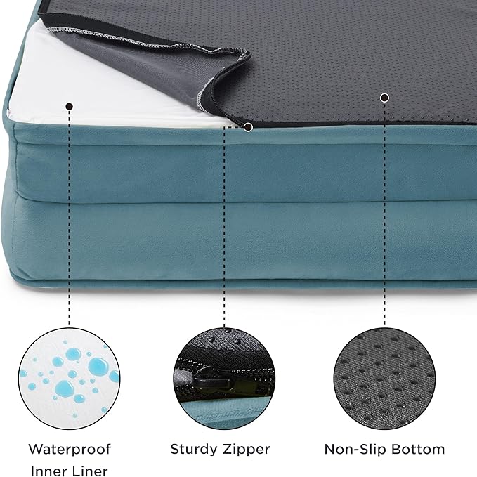Bedsure XXL Orthopedic Dog Bed - Washable Great Dane Dog Sofa Beds for Giant Dogs, Supportive Foam Pet Couch Bed with Removable Washable Cover, Waterproof Lining and Nonskid Bottom, Blue