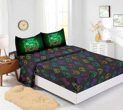 6 PCS Gamer Bedding Sets,Gaming Comforter Set for Boys,Kids Bedding Sets for Boys,Full Size Bedding Sets for Boys,Bed in A Bag with Sheets(Full,Green Color)