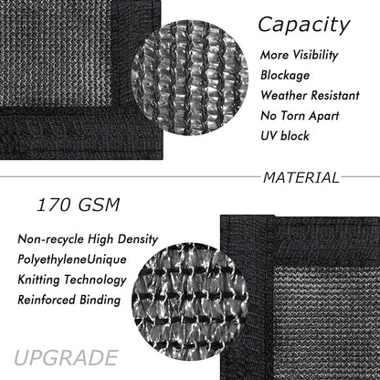 UPGRADE Privacy Fence Screen 8'x19' Black Outdoor 90% Visibility Blockage 170 GSM Mesh Shade Cover Panels for Backyard,Balcony,Home Decoration with Zip Ties,Customized Avaliable