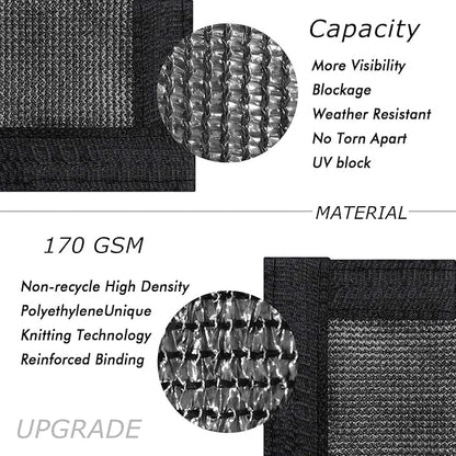 UPGRADE Privacy Fence Screen 3'x44' Black Outdoor 90% Visibility Blockage 170 GSM Mesh Shade Cover Panels for Backyard,Balcony,Home Decoration with Zip Ties,Customized Avaliable