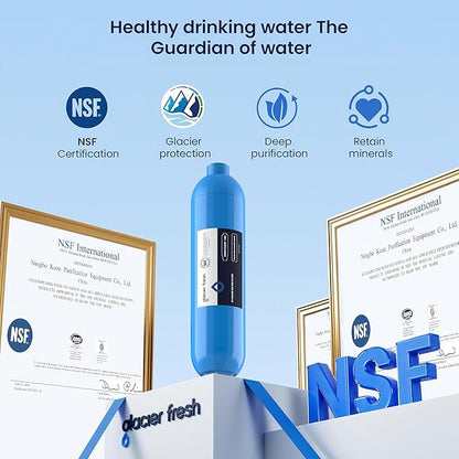 GLACIER FRESH RV/Marine Water Filter with 1 Flexible Hose Protector, Greatly Reduces Bad Taste, Odors, Chlorine and Sediment in Drinking Water, 3 Pack