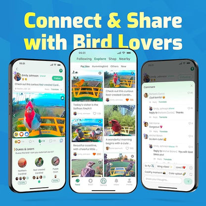 Smart Bird Feeder with Camera, Seamlessly Integrated Solar Panel Birdwatching Camera with SD Card, Lifetime Free AI Identify Bird Species&Auto Video Capture, House Warming Gifts with Greeting Card