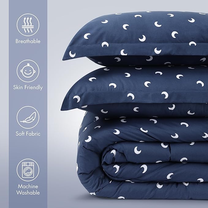 Utopia Bedding All Season Moon Comforter Set with 2 Pillow Cases, 3 Piece Soft Brushed Microfiber Kids Bedding Set for Boys/Girls, Machine Washable (Twin)