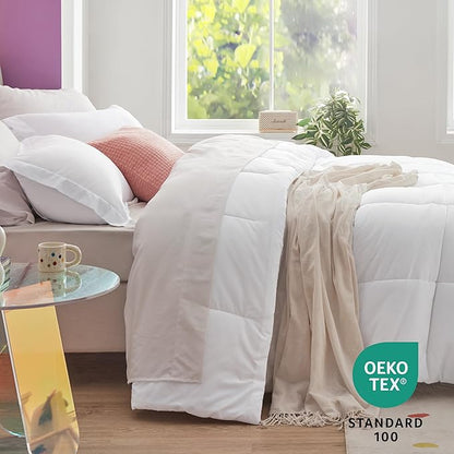 Bedsure White Twin Comforter Set - 5 Pieces Solid Twin Bed in a Bag, Twin Bed Set White with Comforters, Sheets, Pillowcase & Sham