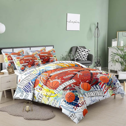 Tailor Shop Basketball Comforter Sets Queen Size, Basketball Bedding Sets for Kids Boys Teens,Sport Comforter Sets with 1 Comforter 2 Pillowcases……